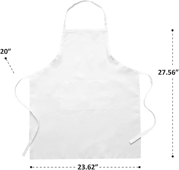 White Aprons Bulk with Pockets for Women Girls Adults Chef, Set of 10 Kitchen Bib Apron for Cooking Baking Restaurant Painting DIY (10, White)