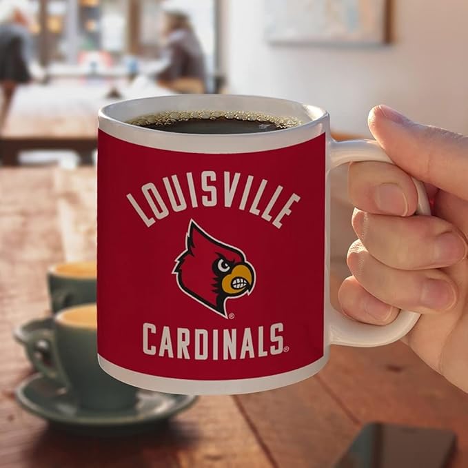 University of Louisville Cardinals Ceramic Coffee Mug, Novelty Gift Mugs for Coffee, Tea and Hot Drinks, 11oz, White
