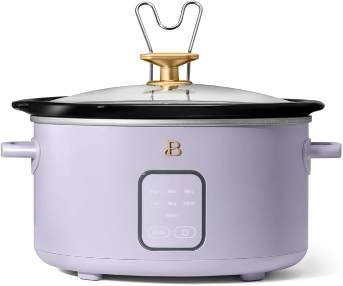 Beautiful 4-Quart Slow Cooker with Touch-Activated Display, Programmable Digital Controls, Removable Non-Stick Pot, Keep Warm Function, by Drew Barrymore (Lavender)