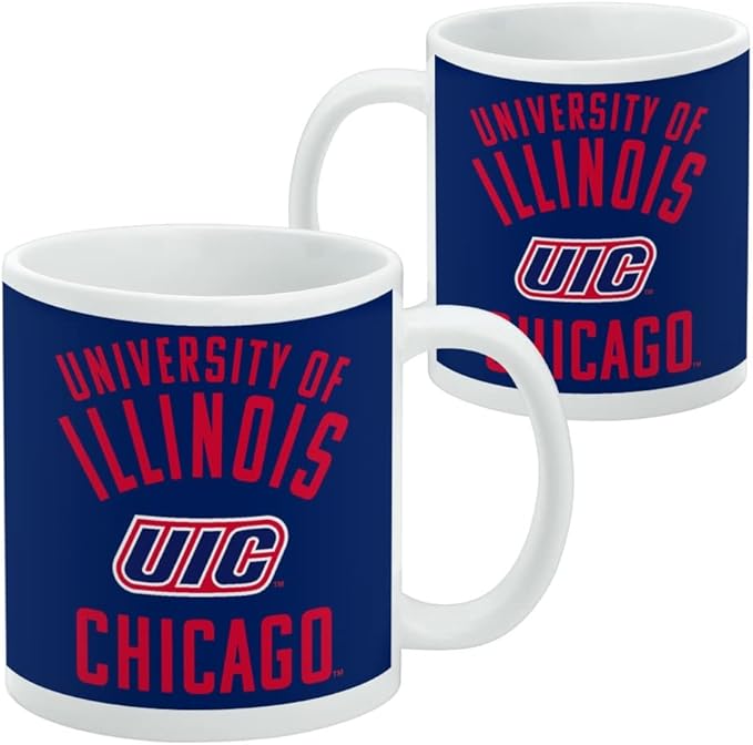 UIC Flames Ceramic Coffee Mug, Novelty Gift Mugs for Coffee, Tea and Hot Drinks, 11oz, White