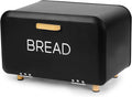 Black Bread Box for Kitchen Countertop - Large Capacity Bread Storage Container Modern Bread Box - Stylish Metal Bread Organizer