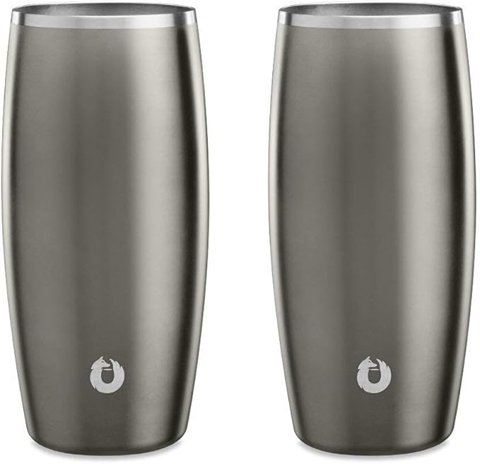 SNOWFOX Premium Vacuum Insulated Stainless Steel Beer Glass, Home Bar Accessories, Elegant Bartending, Lightweight Pint Glasses, Sleek Drinkware, Frosty Beverages Stay Cold, 18oz, Set of 2,Olive Grey