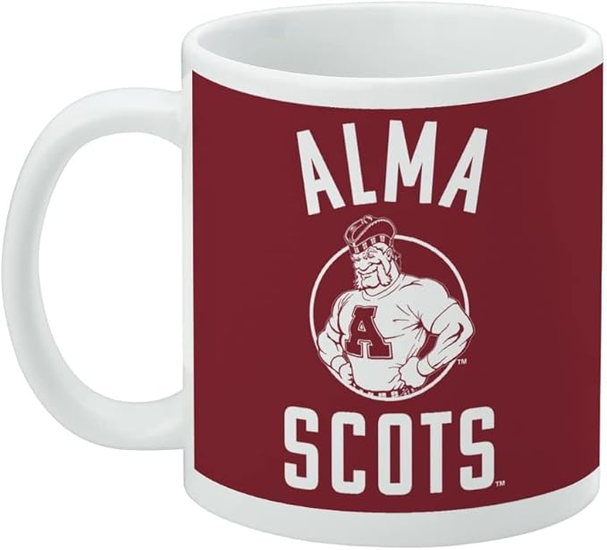 Alma College Scots Logo Ceramic Coffee Mug, Novelty Gift Mugs for Coffee, Tea and Hot Drinks, 11oz, White
