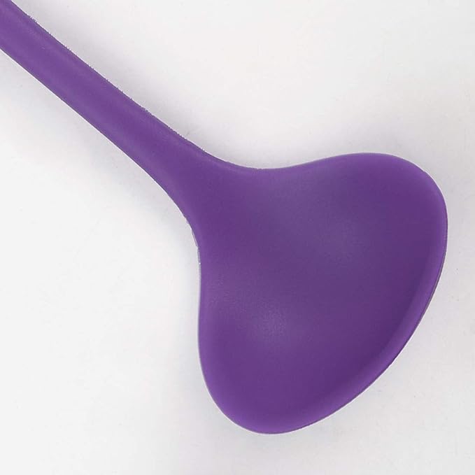 uxcell Silicone Soup Ladle Spoon 8.5 Inch Heat Resistant to 450°F One Piece Design Restaurant Kitchen Cooking Utensil for Serving Soup Purple