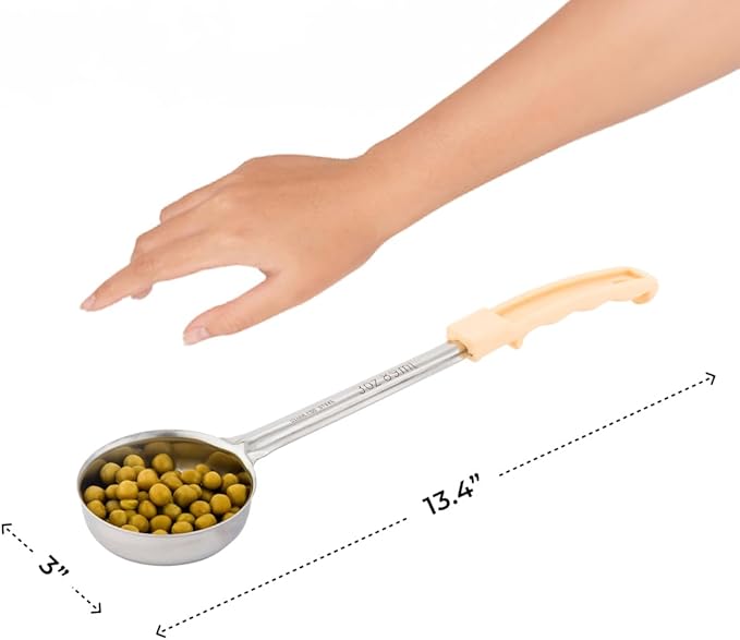 Restaurantware Met Lux 3 Ounce Portion Ladle 1 Perforated Portion Serving Spoon - Ivory Handle Dishwashable Stainless Steel Slotted Serving Utensil Multipurpose For Serving Pasta
