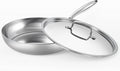 10 Inch Stainless Steel Frying Pan - 3 Ply Stainless Clad Skillet with Aluminum Core, Durable and Even Heating, Professional Cookware for Induction, All Stoves Compatiable Oven & Dishwasher Safe