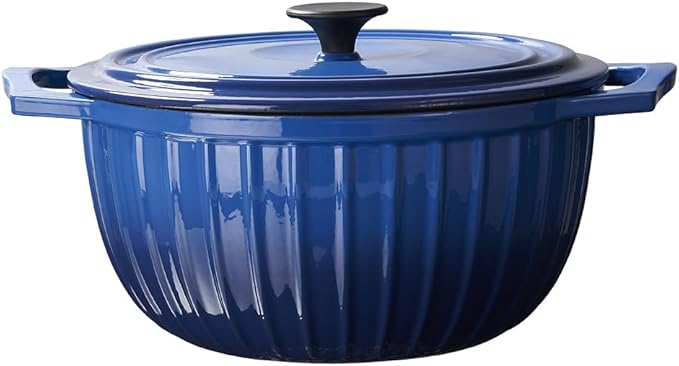 5 Quart Cast Iron Dutch Oven Pot with Lid, enameled cast iron pot, blue dutch oven, porcelain cast iron dutch oven, pot with lid blue