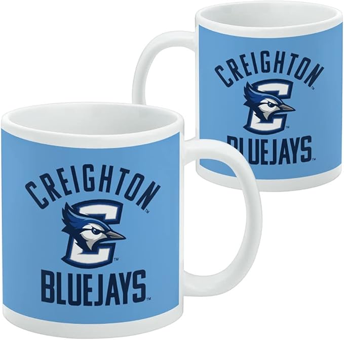 Creighton University Bluejays Ceramic Coffee Mug, Novelty Gift Mugs for Coffee, Tea and Hot Drinks, 11oz, White