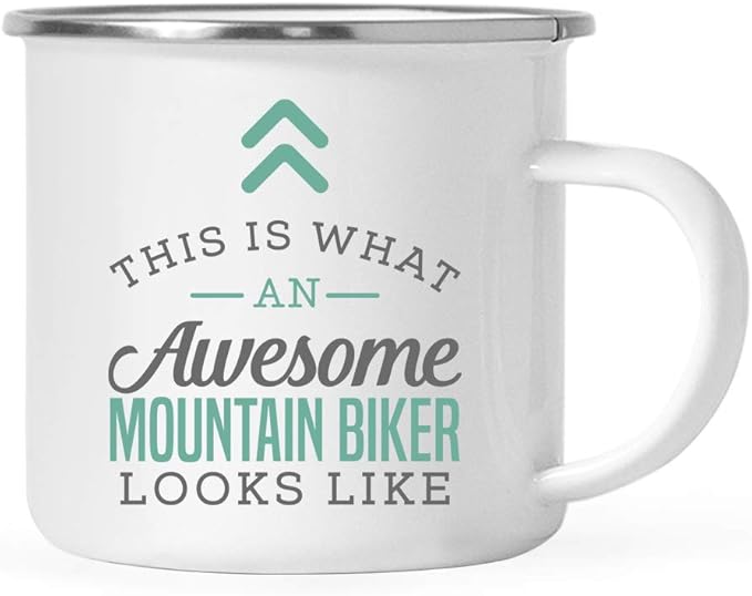 Andaz Press 11oz. Stainless Steel Campfire Coffee Mug Gift, This is What an Awesome Mountain Biker Looks Like, 1-Pack, Birthday Gift Ideas Coworker Him Her, Includes Gift Box