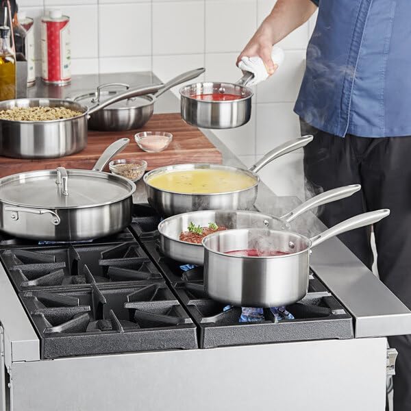 SS3 Series Tri-Ply Stainless Steel Sauce Pan with Cover, 1.5 Qt, Silver, Induction Ready, Riveted Handle, Satin Finish, 2.75 Inch Height