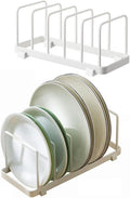 2 Pack Plate Home Accented Storage Rack, Plate Holders Organizer, Metal Dish Storage Dying Display Rack for Cabinet, Counter and Cupboard, White