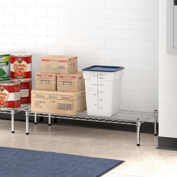 Chrome Dunnage Shelf, NSF Listed, Wire Construction, 12x24x8 Inches, 600 lb Capacity, Silver, for Warehouse, Kitchen, Retail Storage