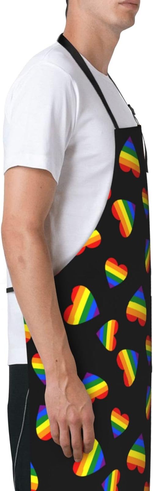LGBT Aprons Gay Aprons with Pockets and Adjustable Rainbow Apron for Gardening Cooking Kitchen
