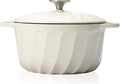 Enameled Cast Iron Dutch Oven with Lid, 6 QT Cast Iron Dutch Oven Pot, Dual Handles for Bread Baking, Cook, Bake, Oven Safe across All Cooktops (White,6 QT)