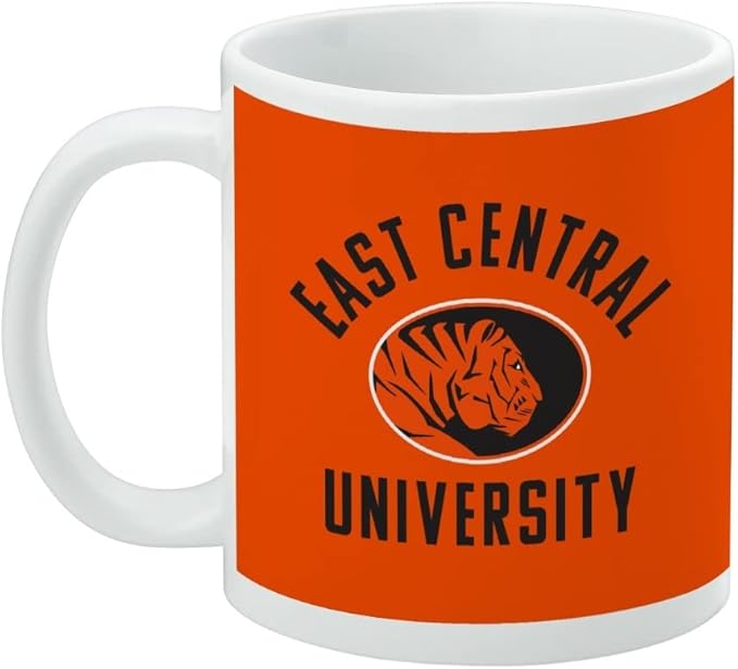 East Central University Tigers Logo Ceramic Coffee Mug, Novelty Gift Mugs for Coffee, Tea and Hot Drinks, 11oz, White