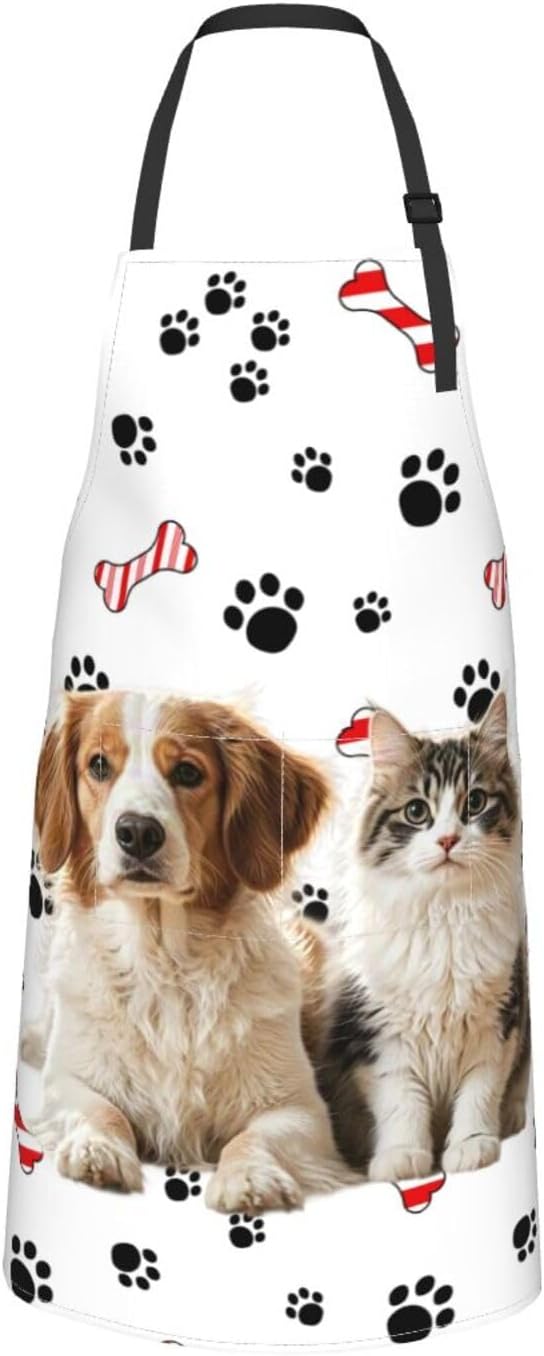Custom Dog Face Apron for Men Women, Personalized Photo Bib Apron with Pockets, Customized Chef Aprons