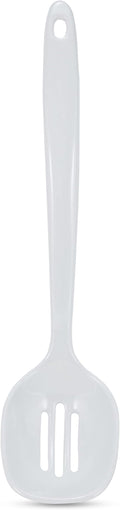 AME D'ESSENCE 12" Melamine Slotted Spoon White Durable and Versatile Kitchen Tool Perfect for Straining Stirring Serving Scratch-Resistant and Non-Stick Surface Ergonomic Handle for Comfortable Grip