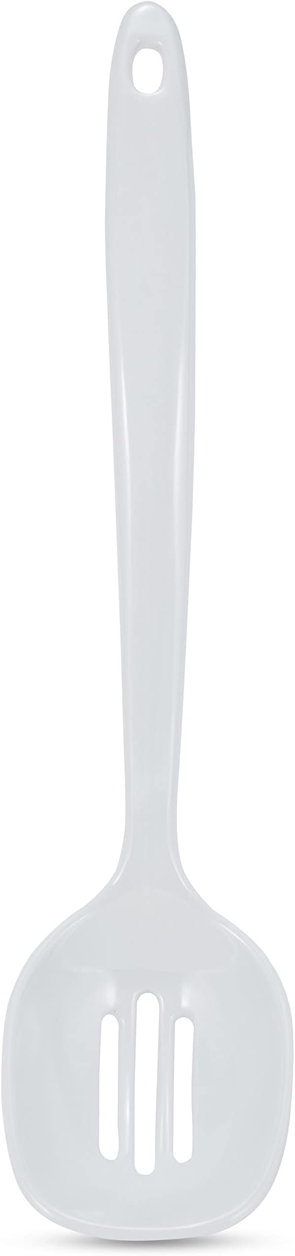 AME D'ESSENCE 12" Melamine Slotted Spoon White Durable and Versatile Kitchen Tool Perfect for Straining Stirring Serving Scratch-Resistant and Non-Stick Surface Ergonomic Handle for Comfortable Grip
