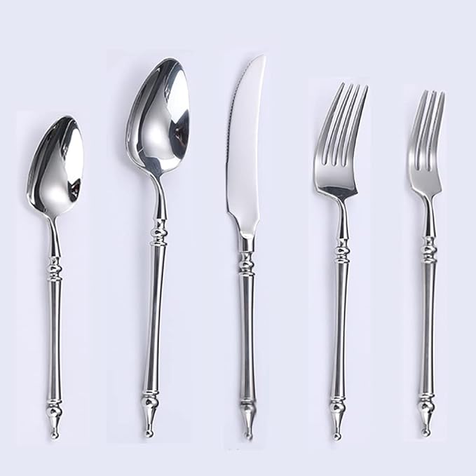 Silverware Set for 6 Modern 30 Piece Flatware Cutlery Utensils Set Durable 18/10 Stainless Steel Include Knives Forks and Spoons Tableware Set for Home Kitchen Wedding Mirror Polished