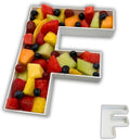 Hard Plastic Reusable Fillable Letters Numbers Serving Trays for Party Decoration (F, White)
