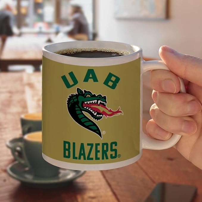 Alabama at Birmingham Blazers Logo Ceramic Coffee Mug, Novelty Gift Mugs for Coffee, Tea and Hot Drinks, 11oz, White