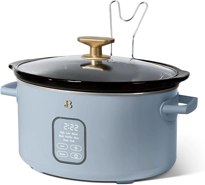 Beautiful 6 Qt Programmable Slow Cooker with Touch Control, Digital Timer and Keep Warm Function – Large Electric pot Capacity Kitchen Appliance by Barrymore (Cornflower Blue)