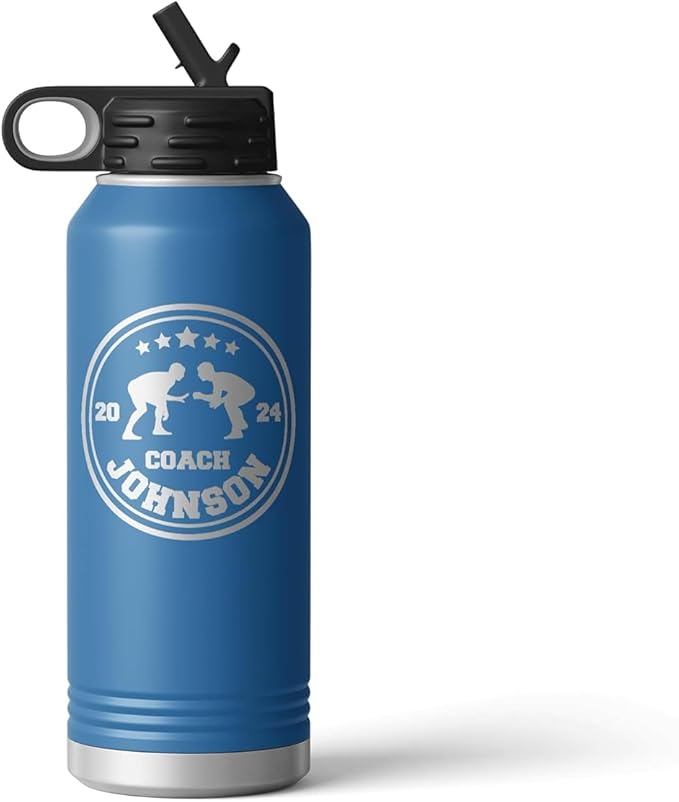 Wrestling Coach gifts, Tumbler, Coach tumbler, Wrestling gifts, Coach Beer glass, Coach gift, Coach gifts, Wrestling Coach (Wrestling Circle, Royal Blue, 32oz Water Bottle)