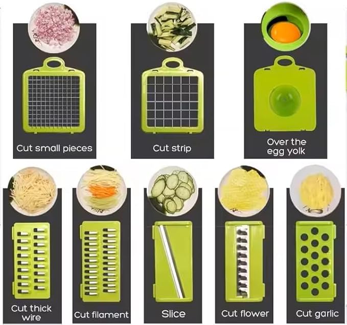 DOSTDR - Vegetable Chopper, Mandoline Slicer, Veggie Chopper, Food Chopper with Container, Vegetable Cutter & Spiralizer for Onion Salad Vegetable Chopper, Fruit Slicer, Shredding, Multi-Function