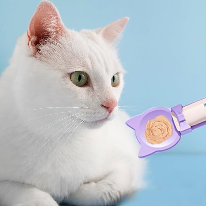 Cat Strip Feeder Spoon, 2025 New Cats Treat Dispenser, Cat Squeeze Treat Spoon for Puree and Bisque Delectables Lickable Wet Dispenser Sliding (3PCS-A)