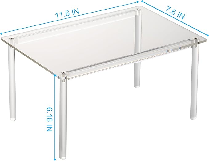 1 Pack Acrylic Cabinet Organizer, Kitchen Countertop Counter Organizer, Clear Spice Rack, Shelf Risers Cabinets for Bathroom, Desk, Dresser Cupboard Organizers and Storage