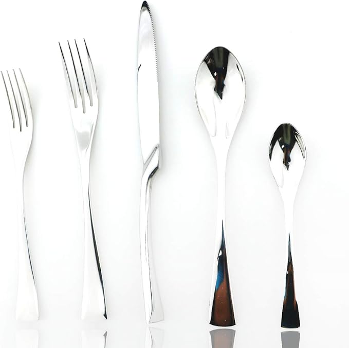 JASHII 18/10 Stainless Steel 20 Piece Mirror Polished Silver Flatware Set,Dinner Knife Fork Salad Fork Dessert Spoon Coffee Spoon，Service for 4 ，Silverware Utensil Sets