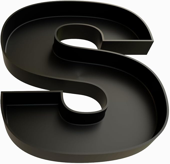 Hard Plastic Reusable Fillable Letters Numbers Serving Trays for Party Decoration (S, Black)