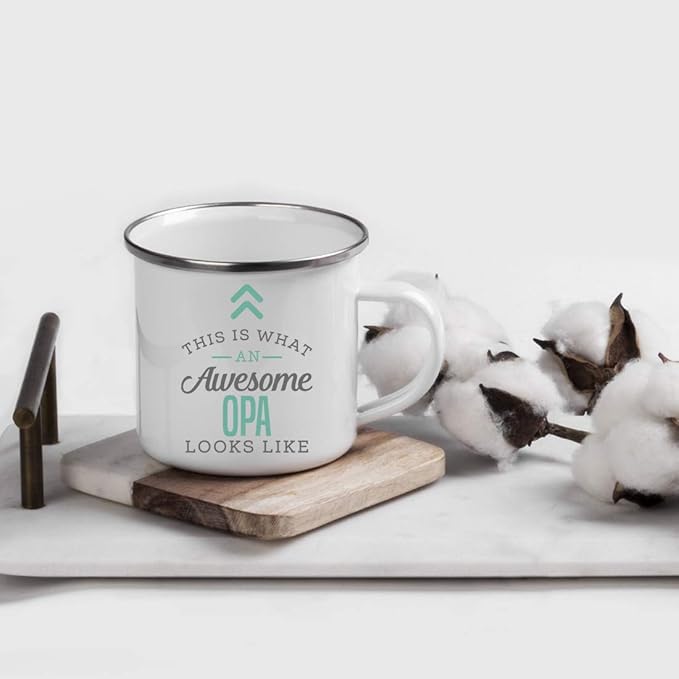 Andaz Press 11oz. Stainless Steel Campfire Coffee Mug, Awesome Opa Look, 1-Pack, Birthday Gift Ideas, Includes Gift Box