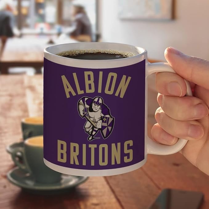 Albion College Britons Logo Ceramic Coffee Mug, Novelty Gift Mugs for Coffee, Tea and Hot Drinks, 11oz, White