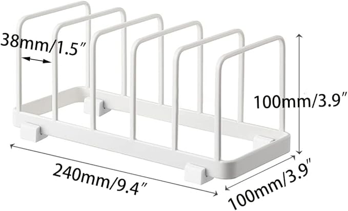 2 Pack Plate Home Accented Storage Rack, Plate Holders Organizer, Metal Dish Storage Dying Display Rack for Cabinet, Counter and Cupboard, White