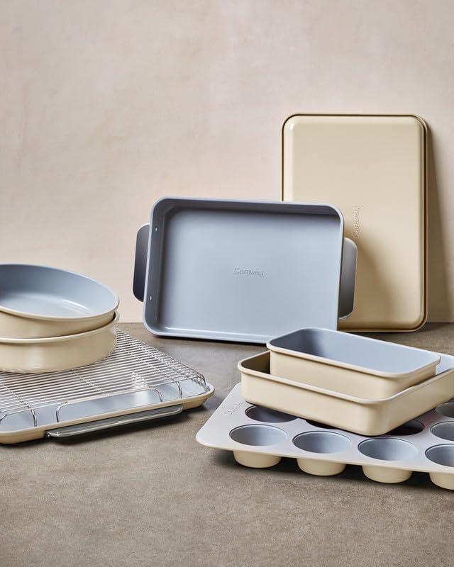 Caraway Non-Stick Ceramic 1 lb Loaf Pan - Naturally Slick Ceramic Coating - Non-Toxic, PTFE & PFOA Free - Perfect for Pound Cakes, Breads, & More - Marigold
