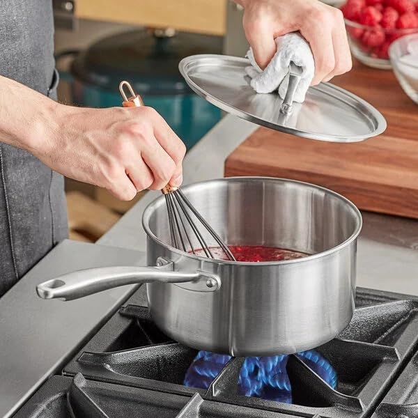 SS3 Series 3.5 Qt Tri-Ply Stainless Steel Sauce Pan with Cover, Silver, Induction Ready, NSF Listed, Riveted Handle, 8 Inch Diameter