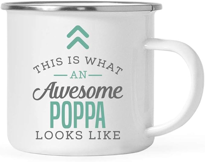 Andaz Press 11oz. Stainless Steel Campfire Coffee Mug Gift, This is What an Awesome Poppa Looks Like, 1-Pack, Birthday Gift Ideas Coworker Him Her, Includes Gift Box
