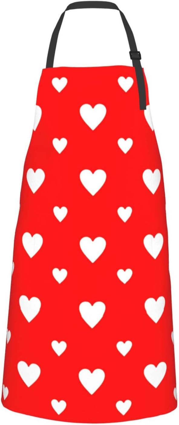 Apron for Women Men Hearts Aprons With Pockets Adjustable Washable Aprons for Cooking Baking Kitchen
