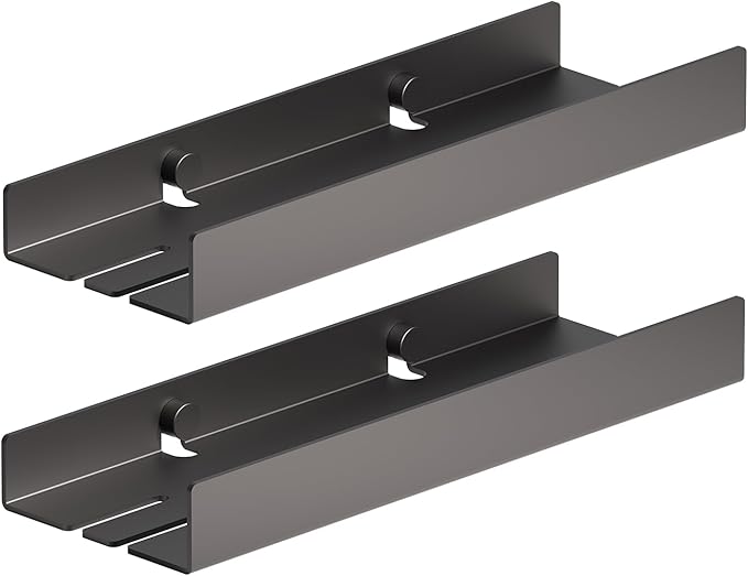 Epock 12" Floating Shelf for Wall Metal Heavy Duty Wall Mounted Shelf Screw-in with Anti Fall Lip,Rust-Proof for Bathroom, Kitchen, Living Room, Bedroom-Matt Black 2 Pack