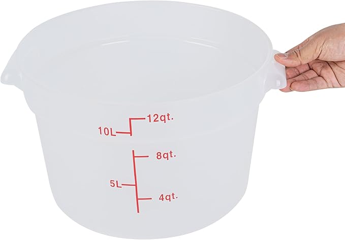 Restaurantware-Met Lux 12 Quart Food Storage Container, 1 Translucent Storage Container - Lids Sold Separately, Red Volume Markers, Dishwashable Container, Side Handles, For Storing Foods