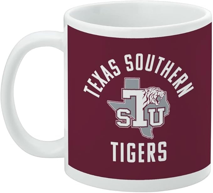 Texas Southern University Tigers Logo Ceramic Coffee Mug, Novelty Gift Mugs for Coffee, Tea and Hot Drinks, 11oz, White