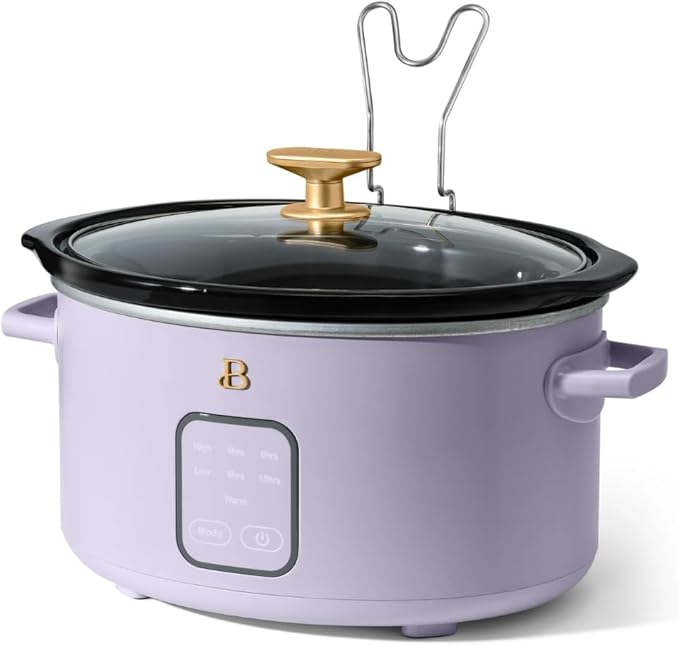 Beautiful 4-Quart Slow Cooker with Touch-Activated Display, Programmable Digital Controls, Removable Non-Stick Pot, Keep Warm Function, by Drew Barrymore (Lavender)