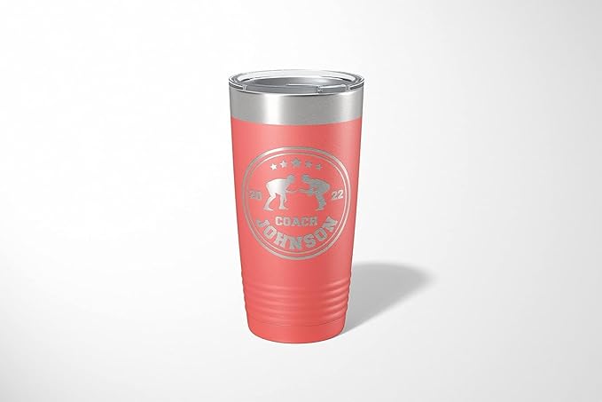 Wrestling Coach gifts, Tumbler, Coach tumbler, Wrestling gifts, Coach Beer glass, Coach gift, Wrestling Coach, Coach gifts, Wrestling Coach (Wrestling Circle, Coral, 20oz Tumbler)