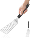Stainless Steel Fish Spatula, 13.3 inch Metal Spatulas with Silicone Handle, Slotted Turner for Cooking, Grilling, Flipping, Egg, Cookie, Pancake and Burger (Large)