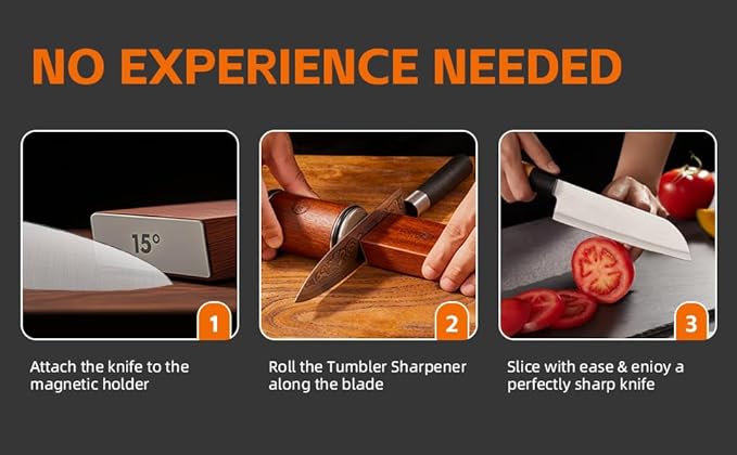Rolling Knife Sharpener Kit with Japanese whetstone，Two easily replaceable discs：Grinding and polishing，Knife Sharpening Made Easy with 15 & 20 Degree，Knife Sharpening Kit for Kitchen