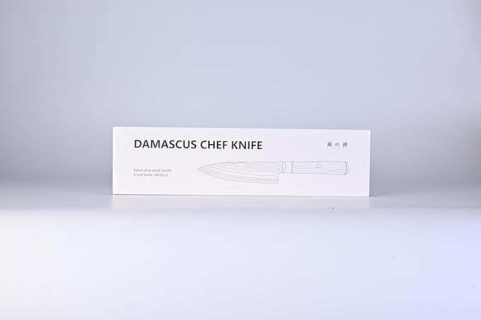 Chef Knife 6 inch Damascus Knife 67-Layer Damascus VG10 Steel- Olive Wood Handle - Razor Sharp Kitchen Knife with Exquisite Box