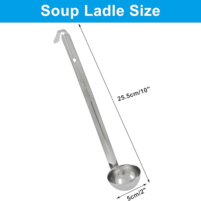 Piutouyar 3 Pcs 1 oz Soup Ladle Set, Stainless Steel Ladle with Long Hooked Handles Kitchen Cooking Serving Ladle Accessories for Cooking Soup Sauce Stews