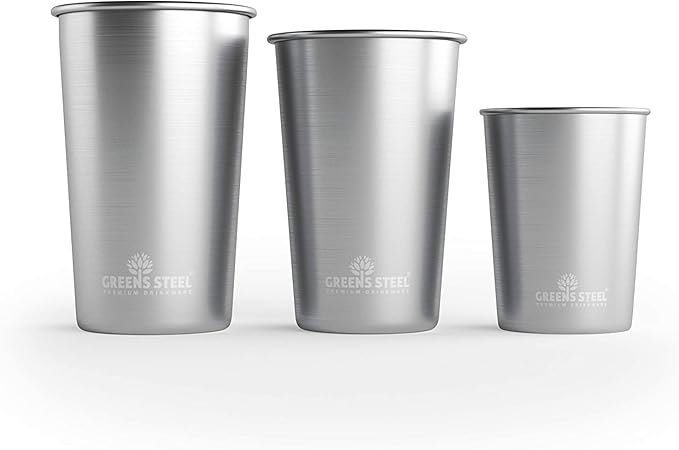 Stainless Steel Cups 20oz - Large Single wall Tumbler - Extra Strong Stackable Durable Pint Cup (2 Pack)