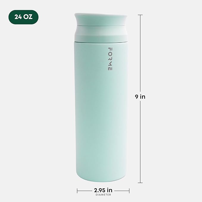 FORME - Blender Shaker Bottle, Leakproof Double Insulated Stainless Steel, Noiseless Shaker Bottle for Hot & Cold Drinks, Ideal for Protein & Supplement Shakes (Sea Mist, 23.7 oz)